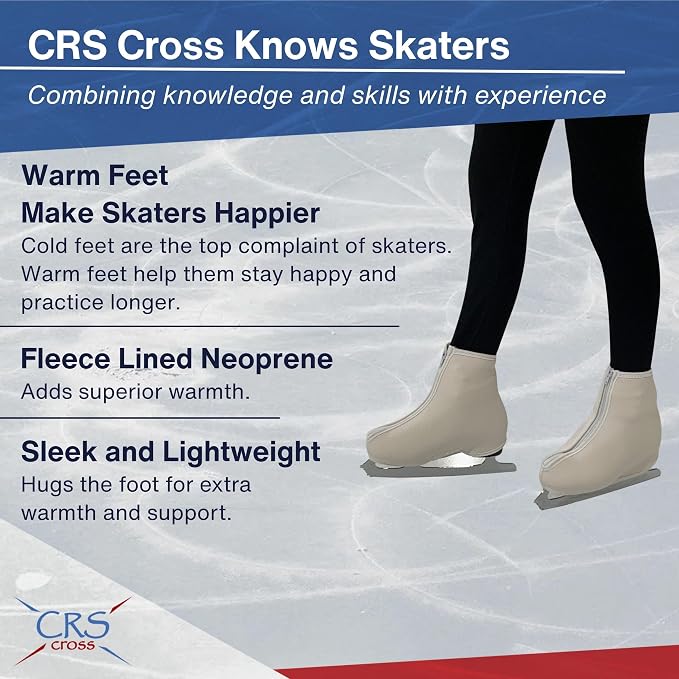 CRS Cross Thermal Ice Skate Boot Covers. Insulated Warm Neoprene Thermal Covers for Ice Skating, Roller, Hockey and Figure Skates.