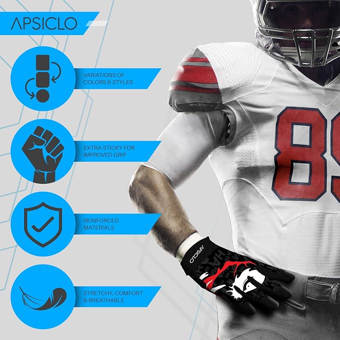 Youth Football Gloves – Sticky Silicone Grip – Youth & Adult Sizes – Breathable, Flexible, Training Football Receiver Gloves & Game Gear