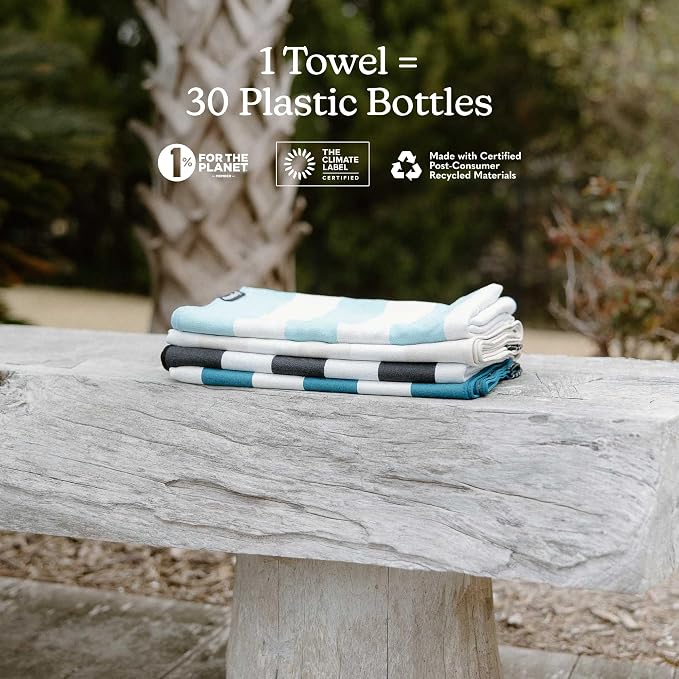Nomadix Original Towel - Perfect for Beach, Pool, Travel, Camping, Yoga - Made with Recycled Materials - Super Absorbent - Sand Resistant - Cabana Stripe Black - 72.5x30