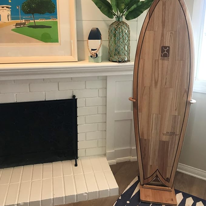 COR Surf Bamboo Surfboard Stand | Premium Standing Rack to Display Your Board