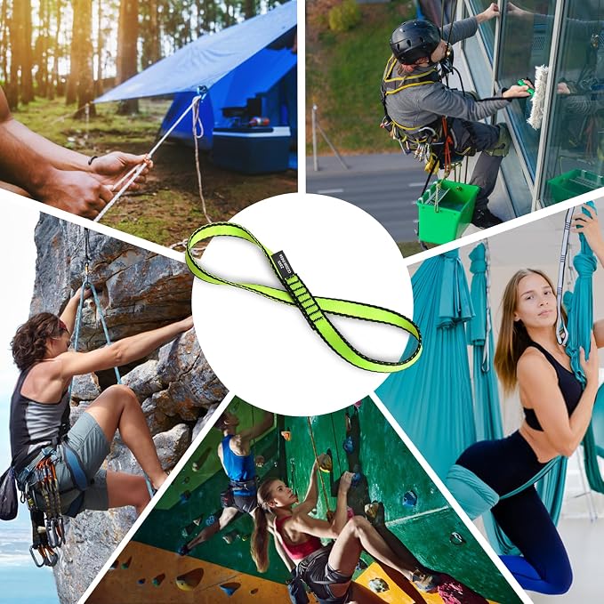 18MM Nylon Climbing Sling Runner - 23KN CE2008/EN566 Certified Outdoor Climbing Webbing for Rock Climbing, Rappelling, Mountaineering, Swing Gear, Outdoor Adventures & Emergency Anchoring