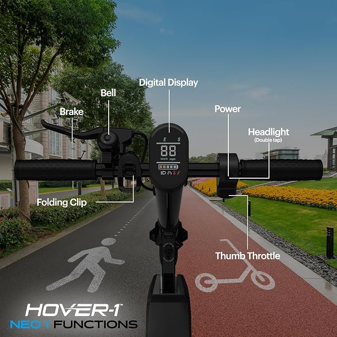 Hover-1 Neo Family Foldable Electric Scooter with 300W/250W/200W Rated Brushless Motor, 16/14/12 mph Max Speed, 8.5"/6.5” Wheels, 10/7 Mile Range Commuting Scooter for Kids & Teens Aged 4 to 16