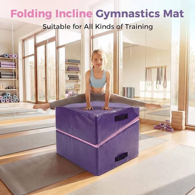 Incline Gymnastics Mat, Gymnastics Cheese Mat, Skill Shape Tumbling Backbend Trainer Exercise Mat, with High-Density Foam & Waterproof Cover, Somersault Backbend Trainer for Gymnastics&Martial Arts