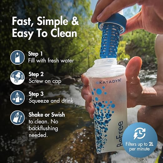Katadyn BeFree Collapsible Water Filter Bottle 0.6L for Hiking, Trail Running & Backpacking | Ultralight 59g Squeeze Filter Removes Bacteria, Protozoa & Sediment, BPA-Free, EZ-Clean Membrane