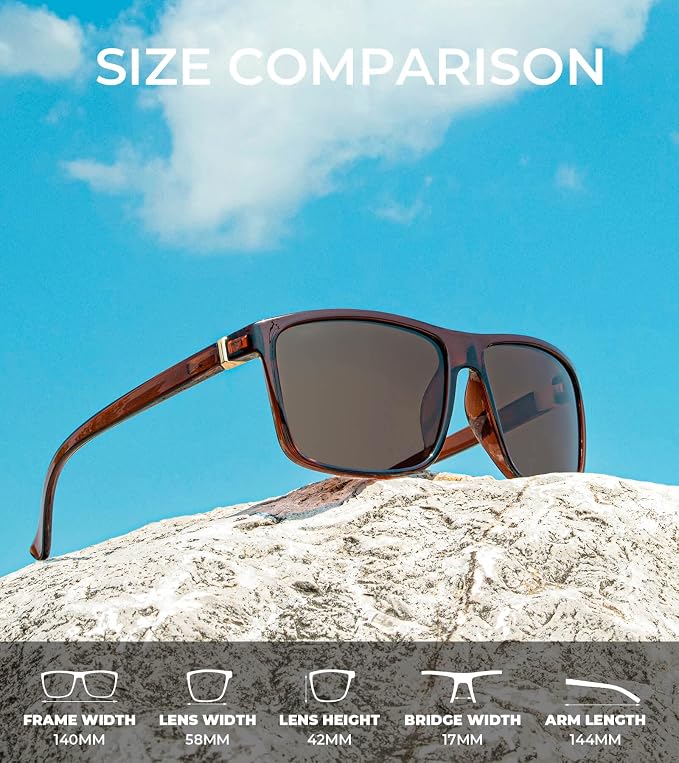 KALIYADI Polarized Mens Sun-Glasses Sunglasses-Men : Classic Sunglasses with UV Protection for Fishing Driving Golf