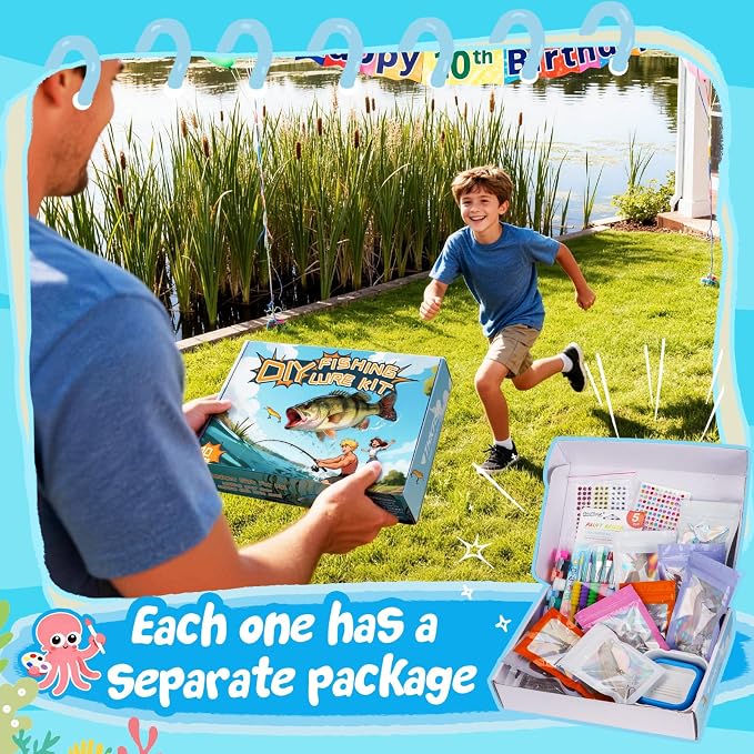 THKFISH DIY Fishing Lure Kit - Kid-Friendly Lure Making kit Customizing Lures, Includes Paint & Brushes, Perfect Fishing Gifts and Crafts for Kids, Tackle Box Must-Have (10PCS)