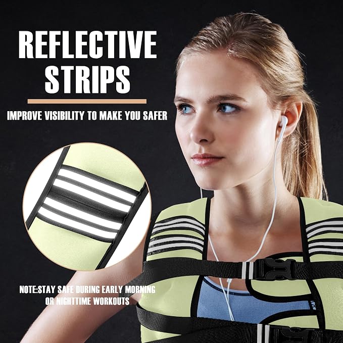 NATURELUX Weighted Vest Men or Women - 5/10/15/20/25/30lbs Weights with Reflective Stripe, Weighted Vest for Workout Equipment for Strength Training Running - Walking Weight Loss
