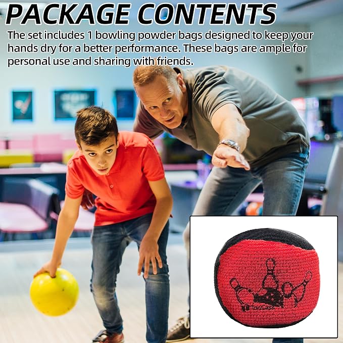 TonGass Microfiber Ultra Dry Bowling Grip Ball, Microfiber Bowling Grip Bags, Bowlings Powder Bag for Hands Use - Black & Red