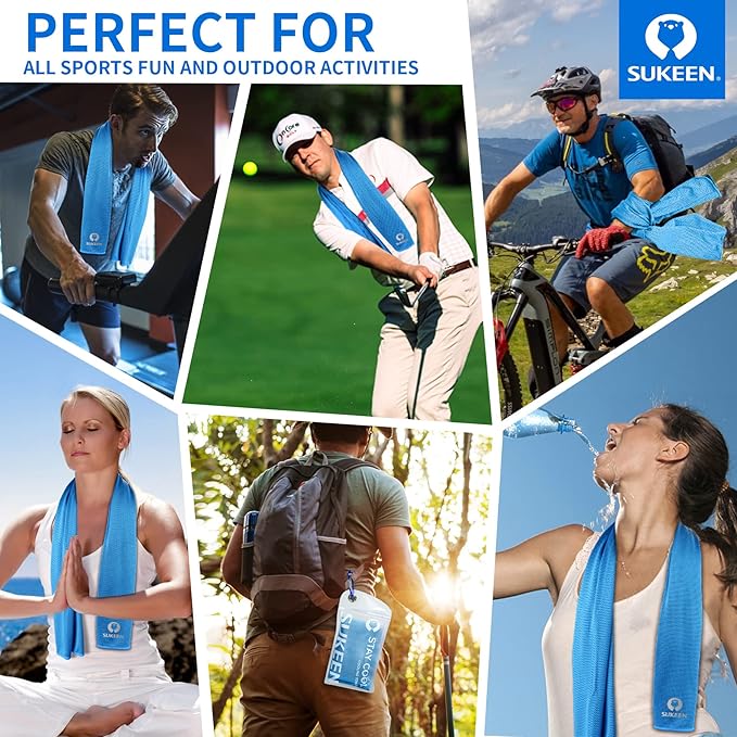 Sukeen Cooling Towels(40"x12") for Neck & Head, Soft Breathable Chilly Towel for Yoga, Golf, Gym, Camping, Running, Workout & More Activities