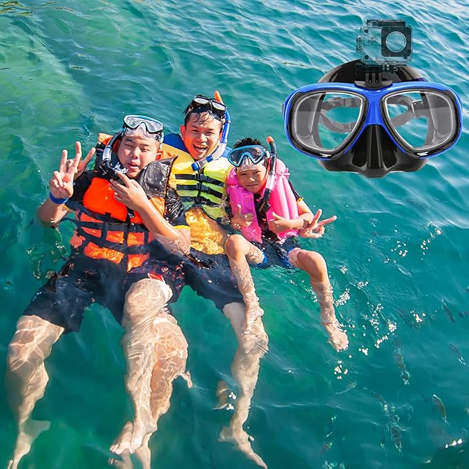 Nearsighted Snorkel Gear, Nearsighted Dry Snorkel Mask Set for Adult Youth, Nearsighted Anti Fog Diving Mask with Detachable Camera Mount & Adjustable Strap for Scuba Diving, Snorkeling, Freediving