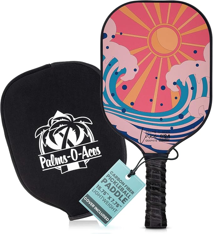 Palms-O-Aces Carbon Fiber Pickleball Paddle – USAPA Approved 16mm T700 Graphite Paddle with Textured Spin Surface | Lightweight Carbon Fiber Pickleball Paddles & Racket | Includes Paddle Cover