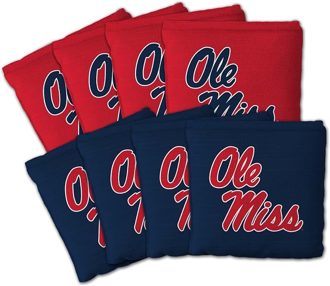 YouTheFan Officially-Licensed NCAA Set of 8 Cornhole Bags - All Weather Dual Sided Slide & Stop - Regulation Size with Carry case
