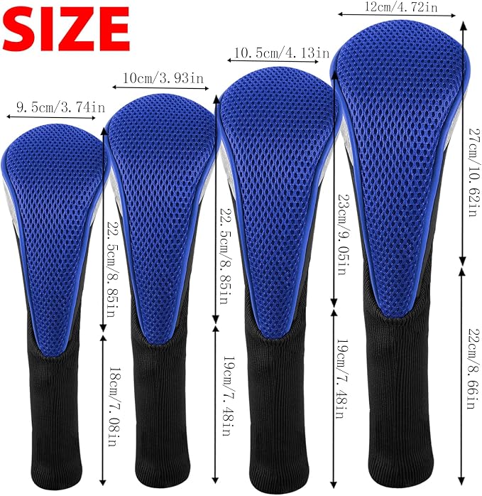 Andux 4pcs/Set Mesh Golf 460cc Driver Fairway Wood Club Head Covers Long Neck with No. Tags