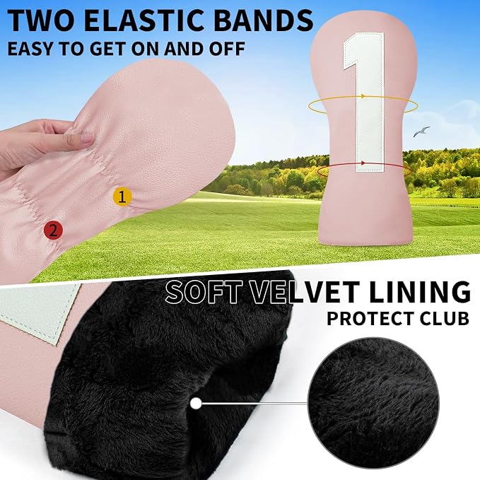 Premium Golf Head Covers - Golf Driver Head Covers, Protects Against Scratches and Damage, Specifically Designed for Fairway Woods.