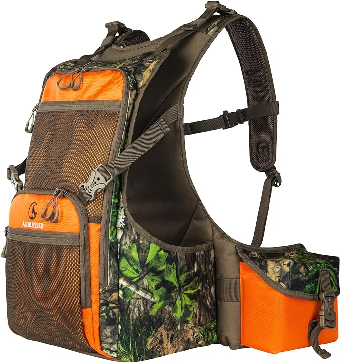 Upland Hunting Vest Backpack - Durable Orange Camo Game Vest with Multiple Pockets, Adjustable Fit, Bird Hunting Vest for Men