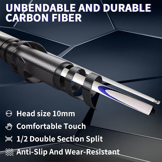 Carbon Fiber Pool Cue Stick 9.5mm Low Deflection Billiard Cue Stick Professional Snooker Cue for Home Bars Pool Halls, White1