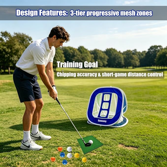 3-in-1 Pop Up Golf Chipping Net – Precision & Distance Trainer, Easy Indoor/Outdoor Setup – Ideal Gift