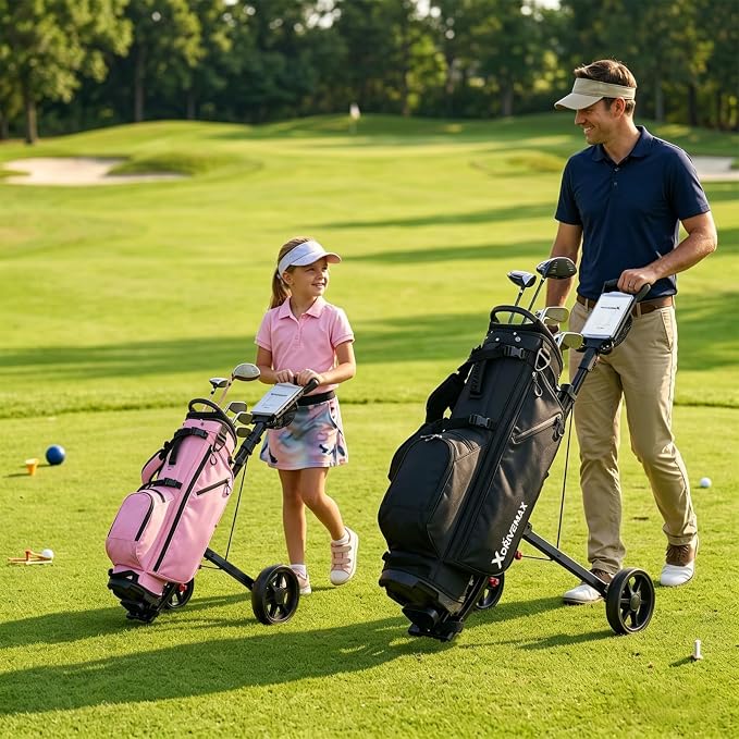 XDriveMax GC01 Golf Pull Push Cart 2 Wheel,Foldable Golf Push Cart for Golf Clubs,Lightweight Folding Golf Walking Pull Carts