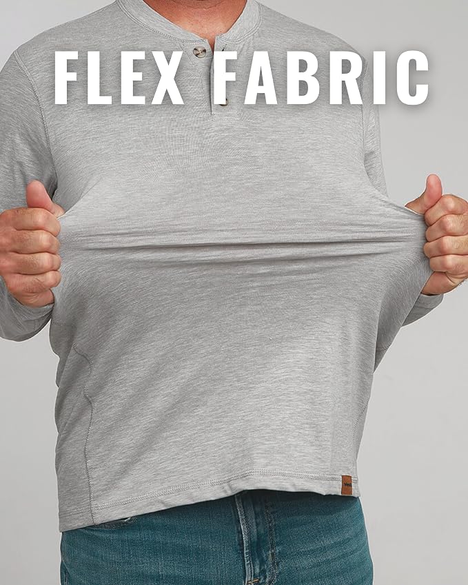 Venado Henley Long Sleeve Shirts for Men - Mens Henley with Flex Material