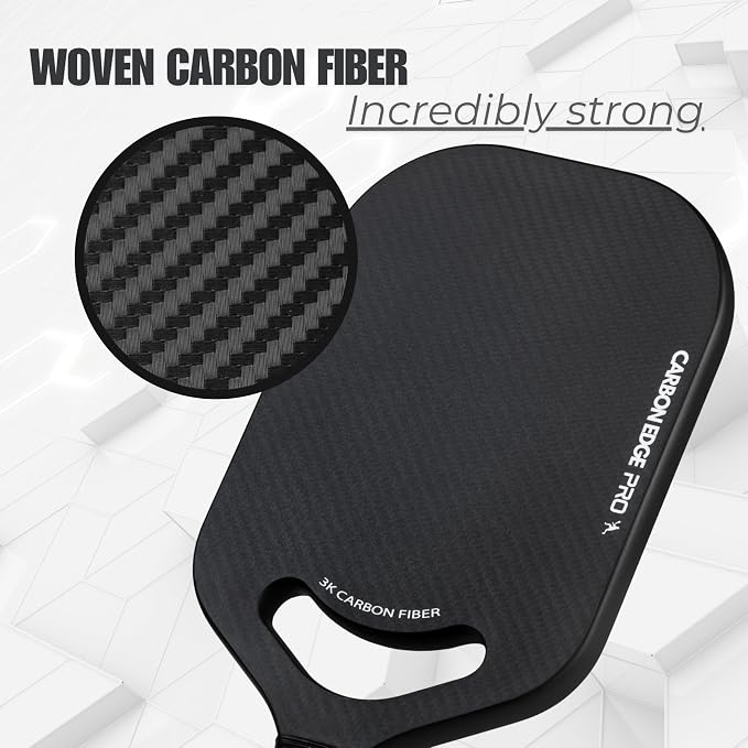 3K Carbon Fiber Pickleball Paddle Racket, with Breathable Grip, 19mm Polypropylene Honeycomb Core, Balanced Power and Spin Training & Recreational Paddle