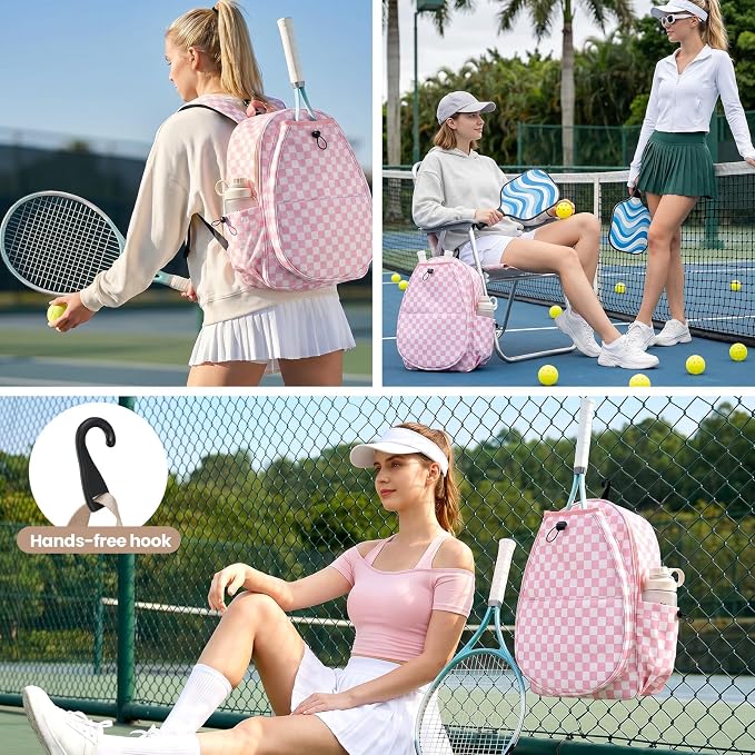 Mosthink Pickleball Racket Backpack Tennis Bag for Women Water-Resistant and Machine Washable Tennis Backpack，Lightweight Sports Bag for Pickleball, Badminton