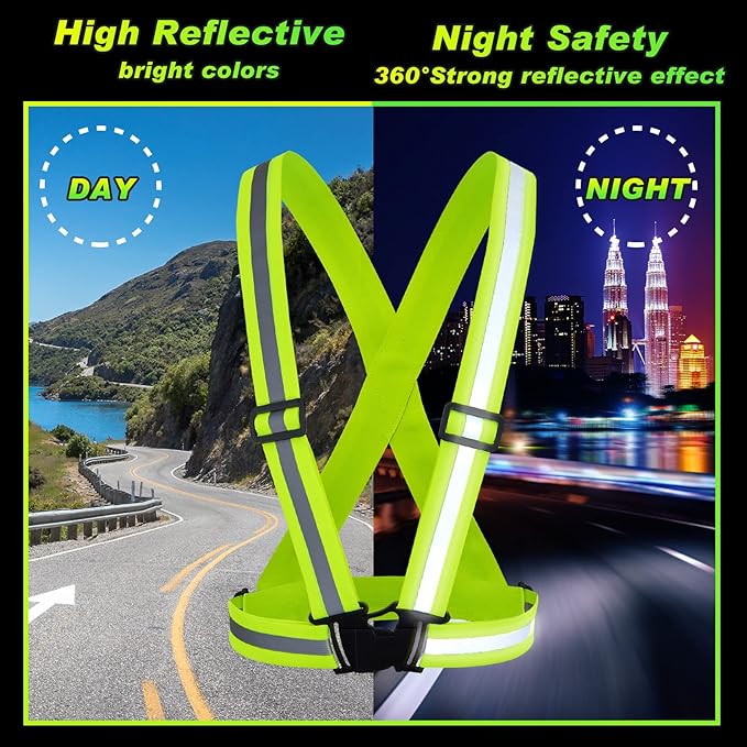 Hercicy 80 Pcs Reflective Vest High Visibility Safety Vests, Adjustable Running Gear Straps Lightweight Reflector for Construction (Yellow)