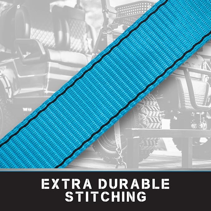 Tie Down 1 inch x 15 ft Blue Ratchet Strap, 4-Pack Kit - 2200 lbs. Breaking Load Limit