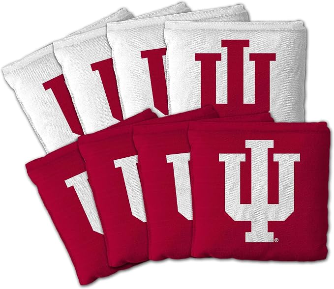 YouTheFan Officially-Licensed NCAA Set of 8 Cornhole Bags - All Weather Dual Sided Slide & Stop - Regulation Size with Carry case