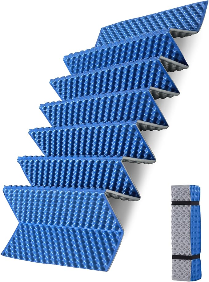 Camping Foam Sleeping Pad Lightweight Closed Cell Folding Camping Mat Moisture-Proof Camping Mattress Portable for Outdoor Hiking Mountaineering Blue
