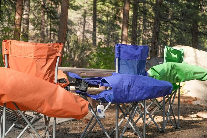 Anytime Chair for Camping, Sports, and The Outdoors w/Carry Bag, Camping Chairs for Adults, Folding Chair for Outside, (by Caddis Sports) (1, Orange)