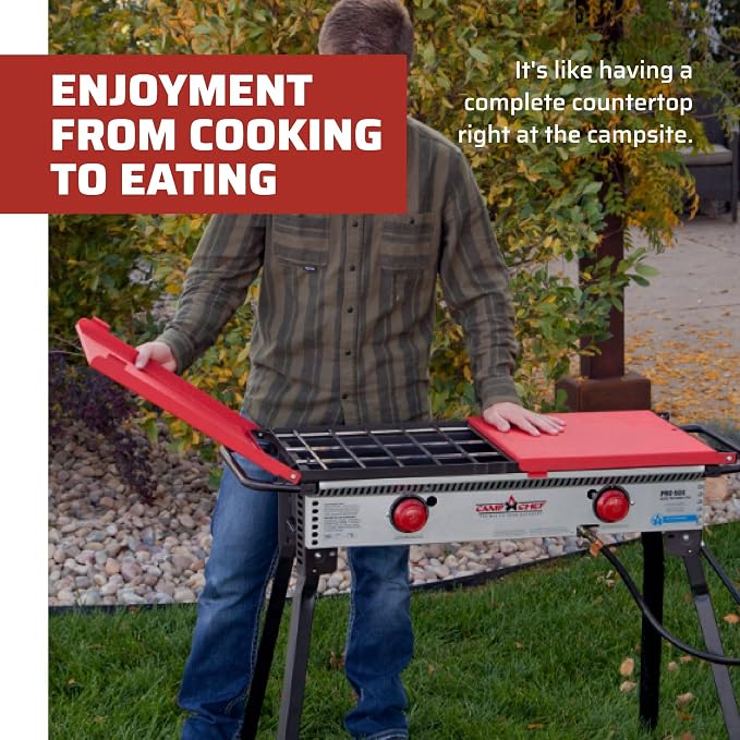 Camp Chef Folding Side Shelf Set for Three-Burners, Red