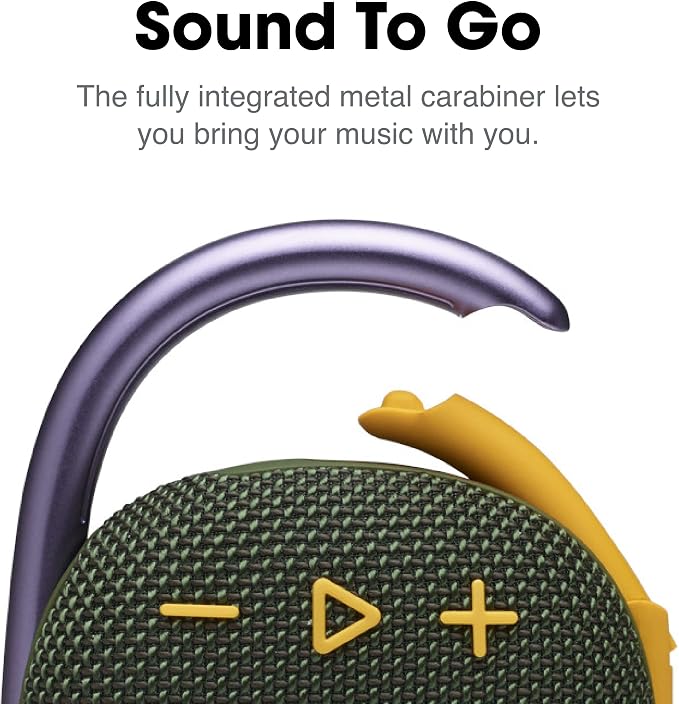 JBL Clip 4, Green - Portable Bluetooth 5.1 Speaker - Up to 10 Hours of Play - Waterproof & Dust Resistant - Includes Noise & Echo-Canceling Speakerphone