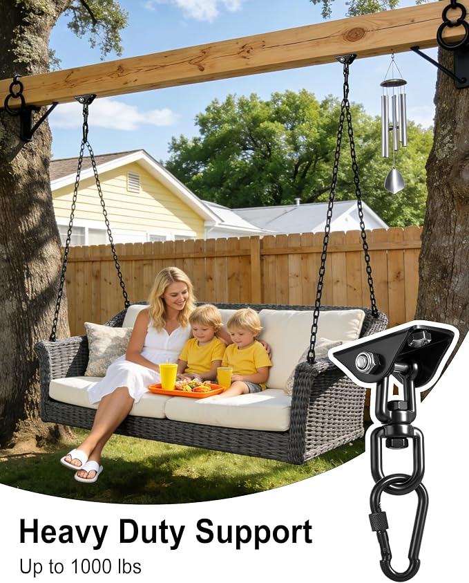 Yose Porch Swing Hanging Kit Heavy Duty 2000lbs Stainless Steel, Easy to Install Swing Hardware with Ceiling Hooks and Hammock Hooks, Complete Swing Set Accessories for Indoor Outdoor Patio Garage