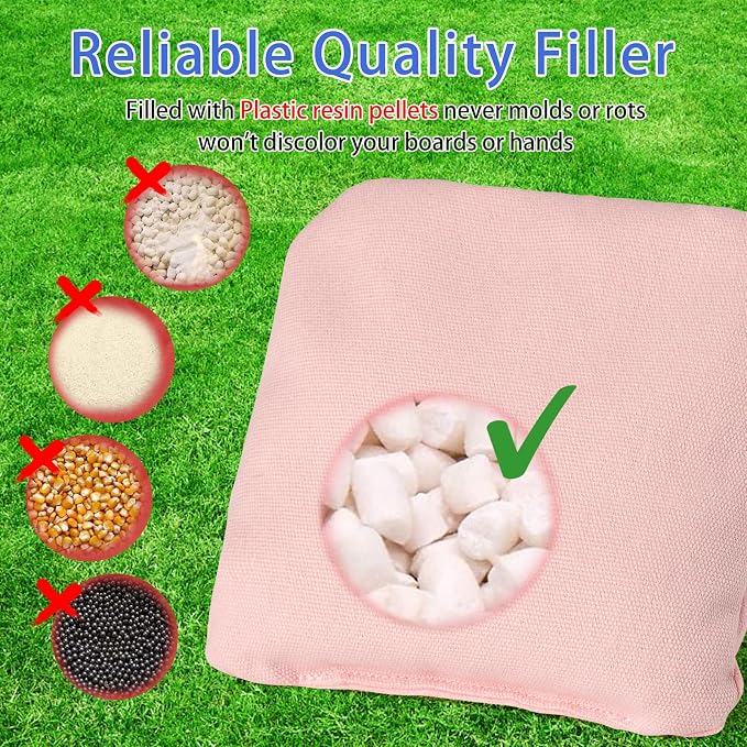 EunHo Regulation Cornhole Bags Set of 8 - Dual Sided Slick and Stick Cornhole Bean Bags for Tossing Game Professional All Weather Pro Corn Hole Bags with Tote Bag