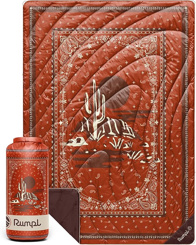 Rumpl Original Puffy 1-Person Blanket for Camping and Outdoors, Sedona Saguaro Bandana