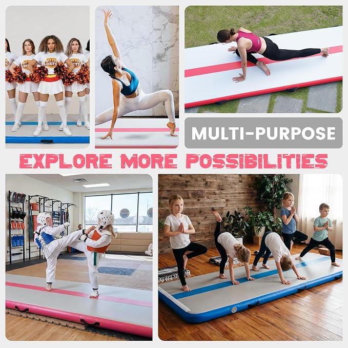 Tuxedo Sailor Inflatable Gymnastics Tumbling Mat Tumble Track Thickness Floor Mat With Electric Air Pump for Gymnastics/Training/Home/Cheerleading/Water/Gym/Yoga