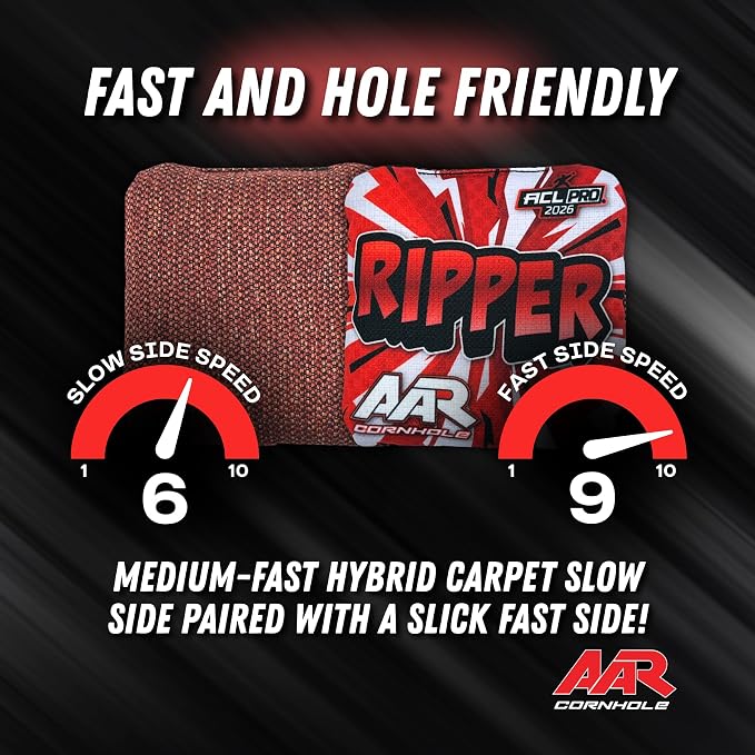 Ripper Cornhole Bags - ACL Pro Stamped 2026 - Set of 4 Bags - Made in The USA - Shock Edition