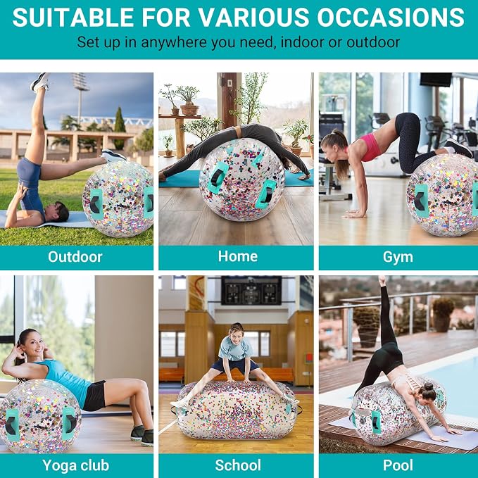 Estgora Gymnastics Barrel Inflatable Tumbling Air Roller, Gymnastic Tumble Equipment for Kids Home Use Back Handspring Trainer Octagon Tumbler Chearleeding Mat With Electric Pump