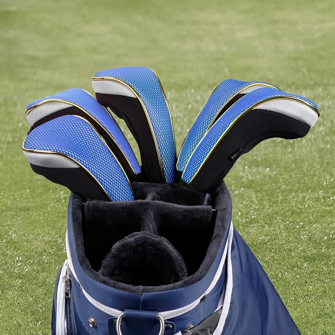 Andux 4Pcs/Set Gold Golf Hybrids Club Head Covers with Dial No. Tag MT/HY12