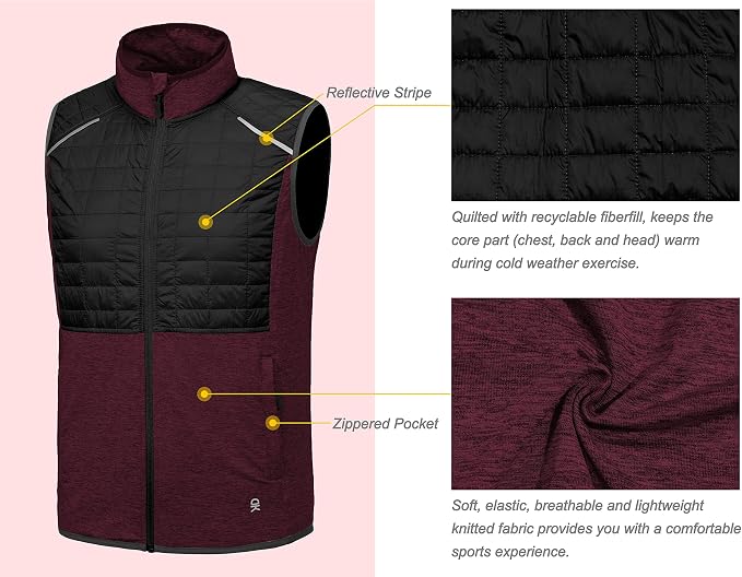 Little Donkey Andy Men's Lightweight Golf Vest Warm Outdoor Sleeveless Jacket for Hiking Travel Running Casual