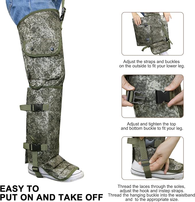 Snake Gaiters and Chaps for Men and Women - Waterproof Guards, Adjustable Protection for Legs