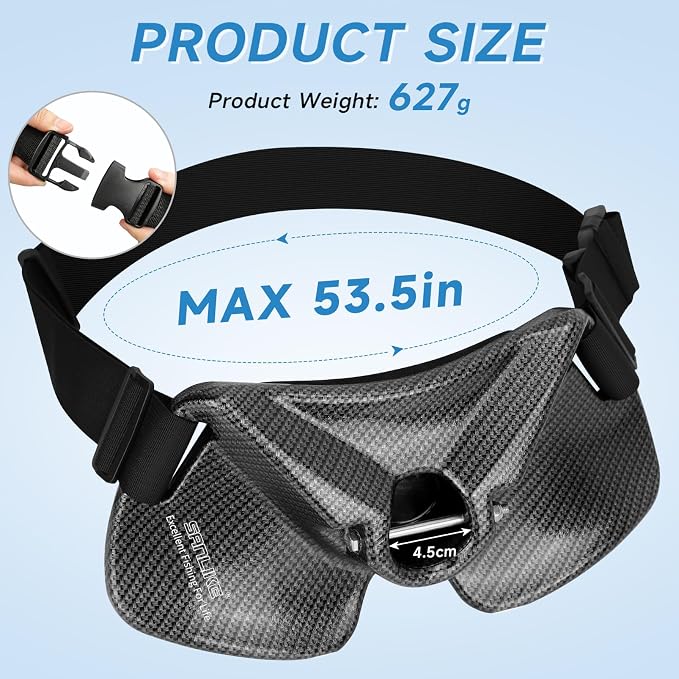 SANLIKE Fishing Belt Rod Holder,Adjustable Fishing Fighting Waist Belt with EVA Padded Plastic Material Fishing Belt,360 Degree Adjustable