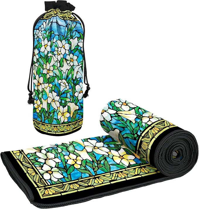Large Oversized Microfiber Beach Towel - 40x63 Inches, Sand-Free, Quick-Drying, Ultra-Soft, Ideal for Travel, Pool, and Yoga - Includes Matching Drawstring Travel Pouch, Tiffany Field of Lilies