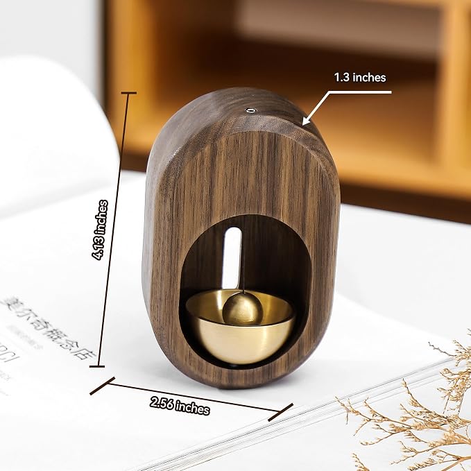 Shopkeepers Bell - Magnetic Attached Doorbell for Door Opening - Unique Office Ornament and Hanging Decoration for Business Entrance, Fridge Sticker and Barn Door (Clock-Shaped-Walnut)