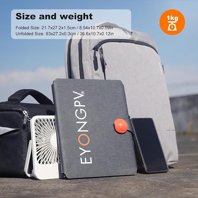 EYONGPV 36W Portable Foldable Solar Panel with Croc-Eye USB-C PD Fast Charging Output, IP67 Waterproof Compact Solar Charger for Phones, Power Banks, Camping, Hiking, Backpacking