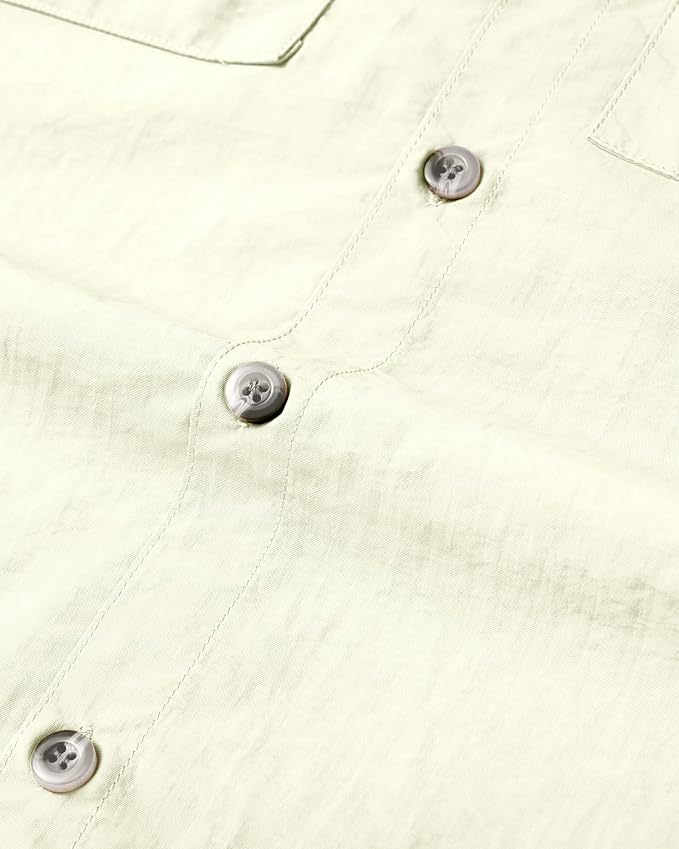 Alimens & Gentle Short Sleeve Fishing Shirt Wicking Fabric Sun Protection Casual Button Down Shirts