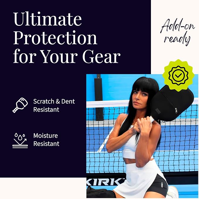 Posh Pickler Crossbody Neoprene Pickleball Bag - Paddle Cover with Adjustable Strap, Built-in Pocket for Essentials, Carabiner Fence Clip, Add-On Ready D-Rings, and Durable Design for Everyday Use