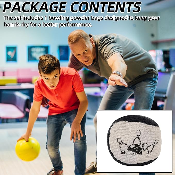 TonGass Microfiber Ultra Dry Bowling Grip Ball, Microfiber Bowling Grip Bags, Bowlings Powder Bag for Hands Use - Black & Grey