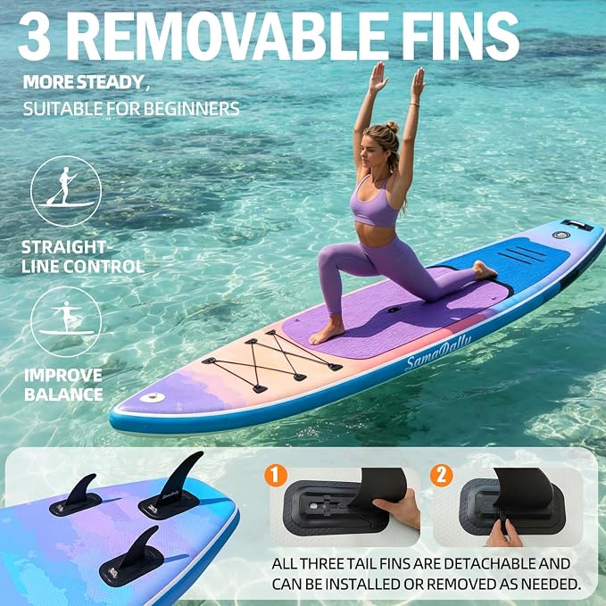 Inflatable Stand Up Paddle Board - Ultra Stable Wide Paddle Boards of All Skill Levels, Full-Color Gradient Design, Anti-Slip EVA Deck with Premium Accessories