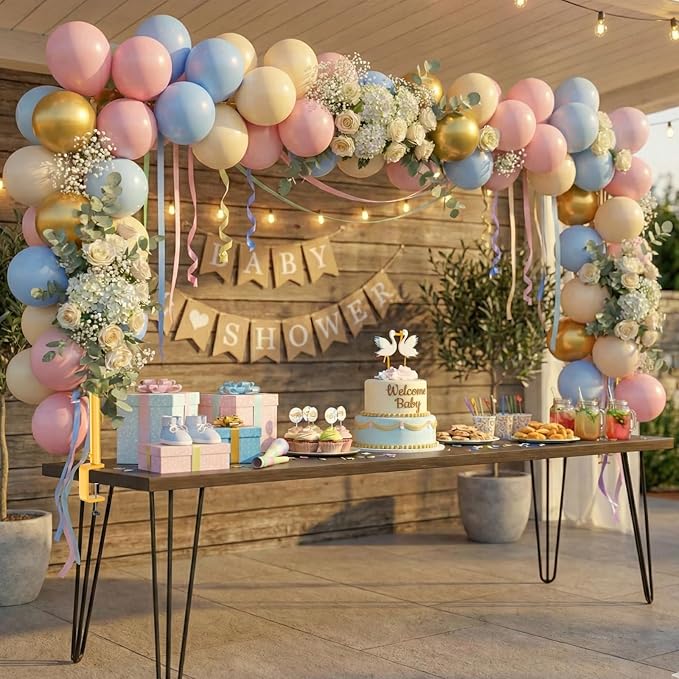 Adjustable Over The Table Arch Stand with Clamps - Heavy Duty Metal Balloon Table Rod for Wedding, Birthday, Halloween, Christmas Decorations -8FTx4FT Indoor & Outdoor Party Decor Frame